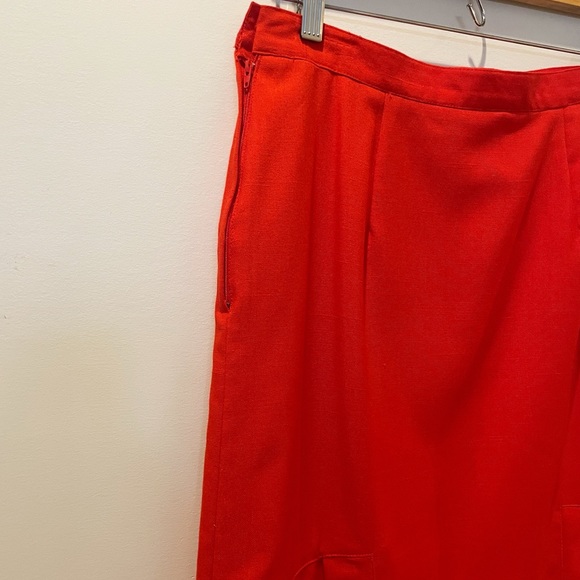 Vintage 80s Candy Apple Red Pencil Skirt with Side Pleats - Picture 9 of 9